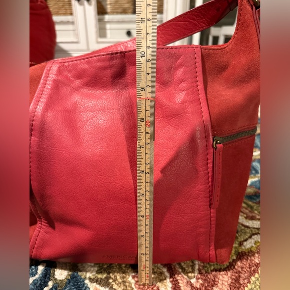 American Leather Co. Red Leather & Suede Handbag - NWT - Picture 8 of 13